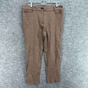 Loft Pants Women 14 Brown Geometric High Rise The Sutton Skinny Flat Front